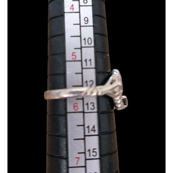 Vintage Sterling Silver Sapphire Ring Grape Leaves Size 5.75 - Picture 4 of 4